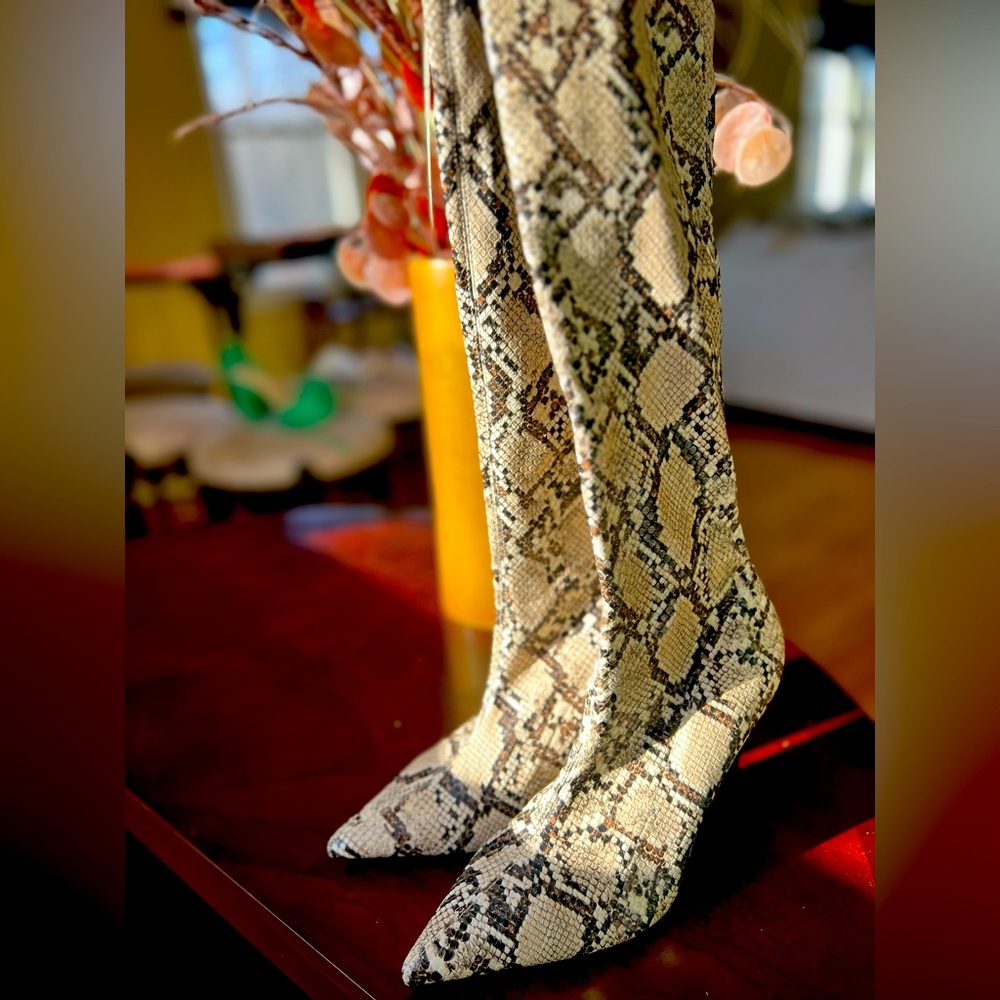 Mango Snake Skin Effect Boots